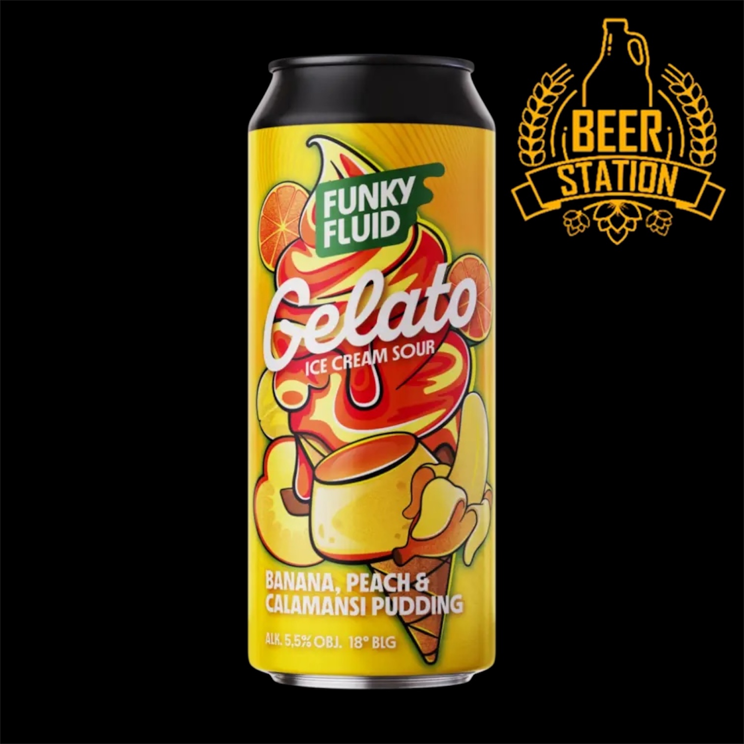 Gelato: Banana, Peach & Calamansi Pudding 18° (Funky Fluid) 0,5L